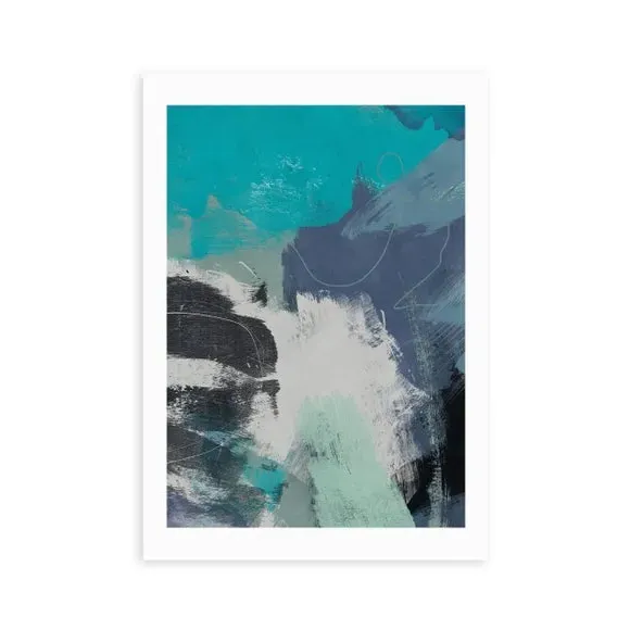 Abstract Wall Print Flood Waves - Blue alternate view