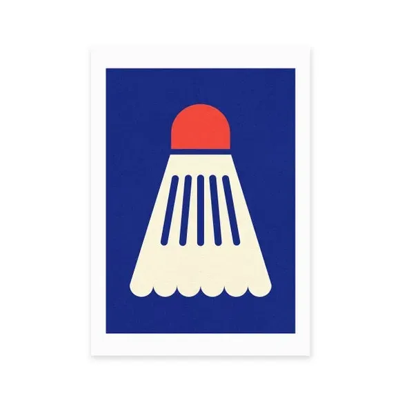Badminton Wall Print - Navy, Paper alternate view