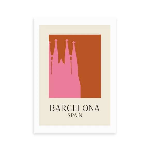 Barcelona Art Print - Red alternate view