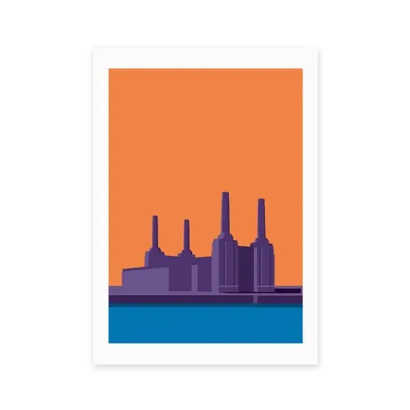 Battersea Power Station Art Print - Orange alternate view