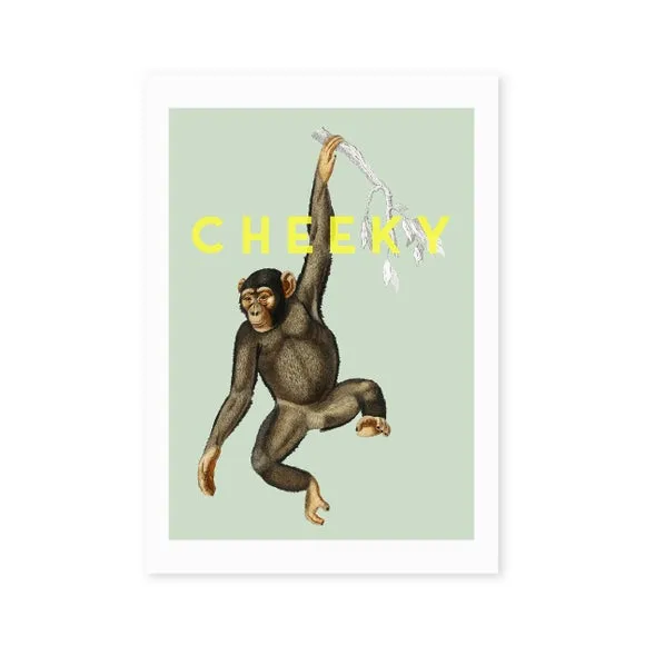 Cheeky Monkey Wall Print - Green, Paper alternate view