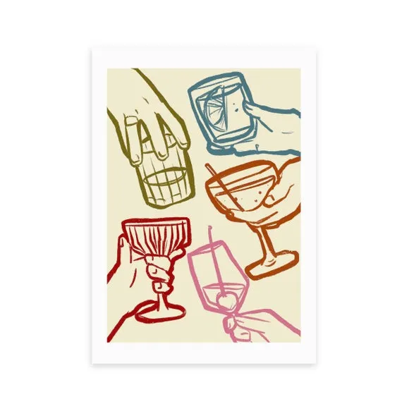 Cheers Glasses Wall Print - Multicolor, Paper alternate view