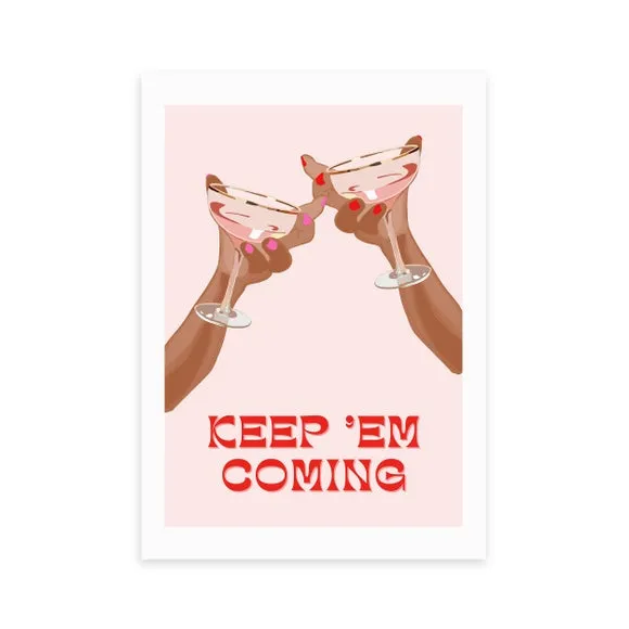 Cocktail Art Print with Frame Options - Pink alternate view
