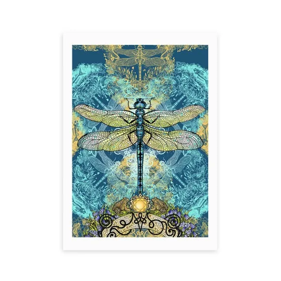 Dragonfly Wall Art Print - Blue, Paper alternate view
