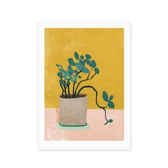 Plant Wall Print with Frame Options - Yellow alternate view