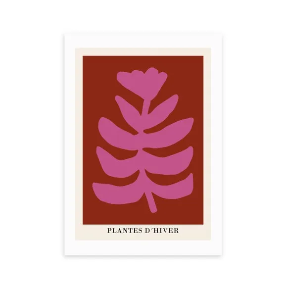 Plantes d'Hiver Wall Print - Pink, Paper alternate view