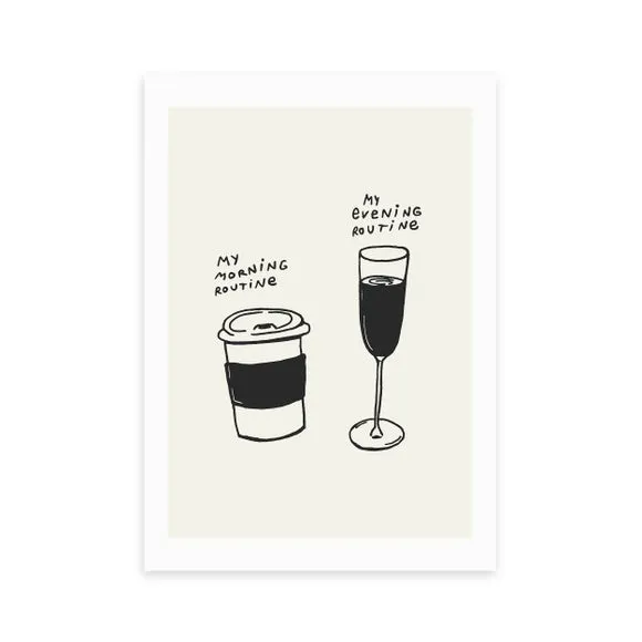 Routines Wall Print - Black/White, Paper alternate view