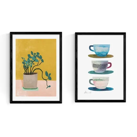 Set of 2 Wall Prints Abstract - Multicolor by Dunelm, image 2