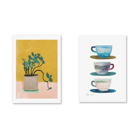 Set of 2 Wall Prints Abstract - Multicolor alternate view