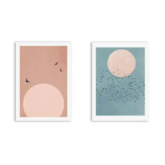 Set of 2 Wall Prints Coastal Style - Multicolor alternate view