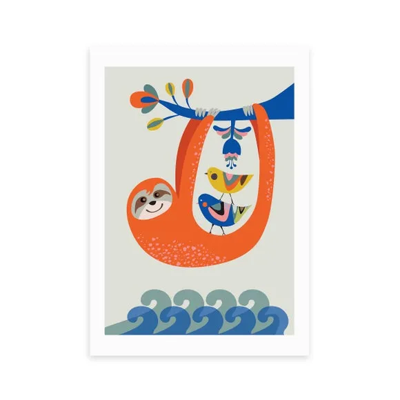 Sloth Wall Print - Multicolor alternate view