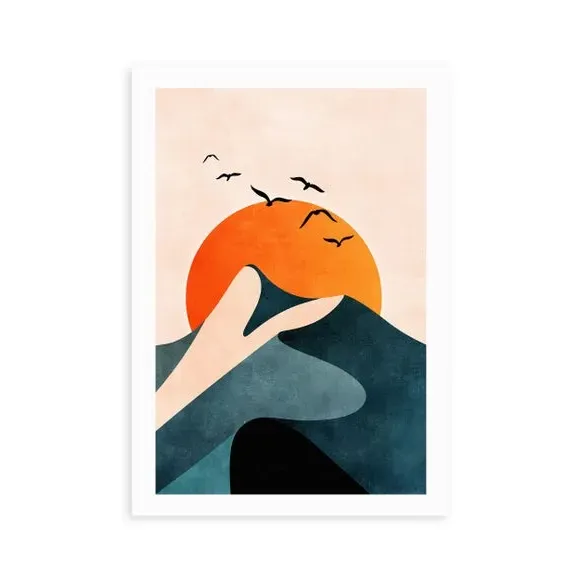 Sunset Mountain Print - Orange alternate view
