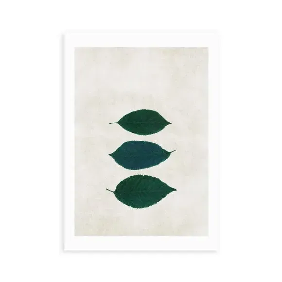 Three Leaf Wall Print - Cream, Archival Paper alternate view