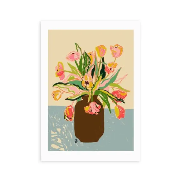 Tulips Wall Print - Blue, Paper alternate view