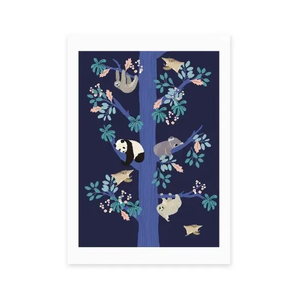 Washi Tree Wall Print - Blue, Paper alternate view