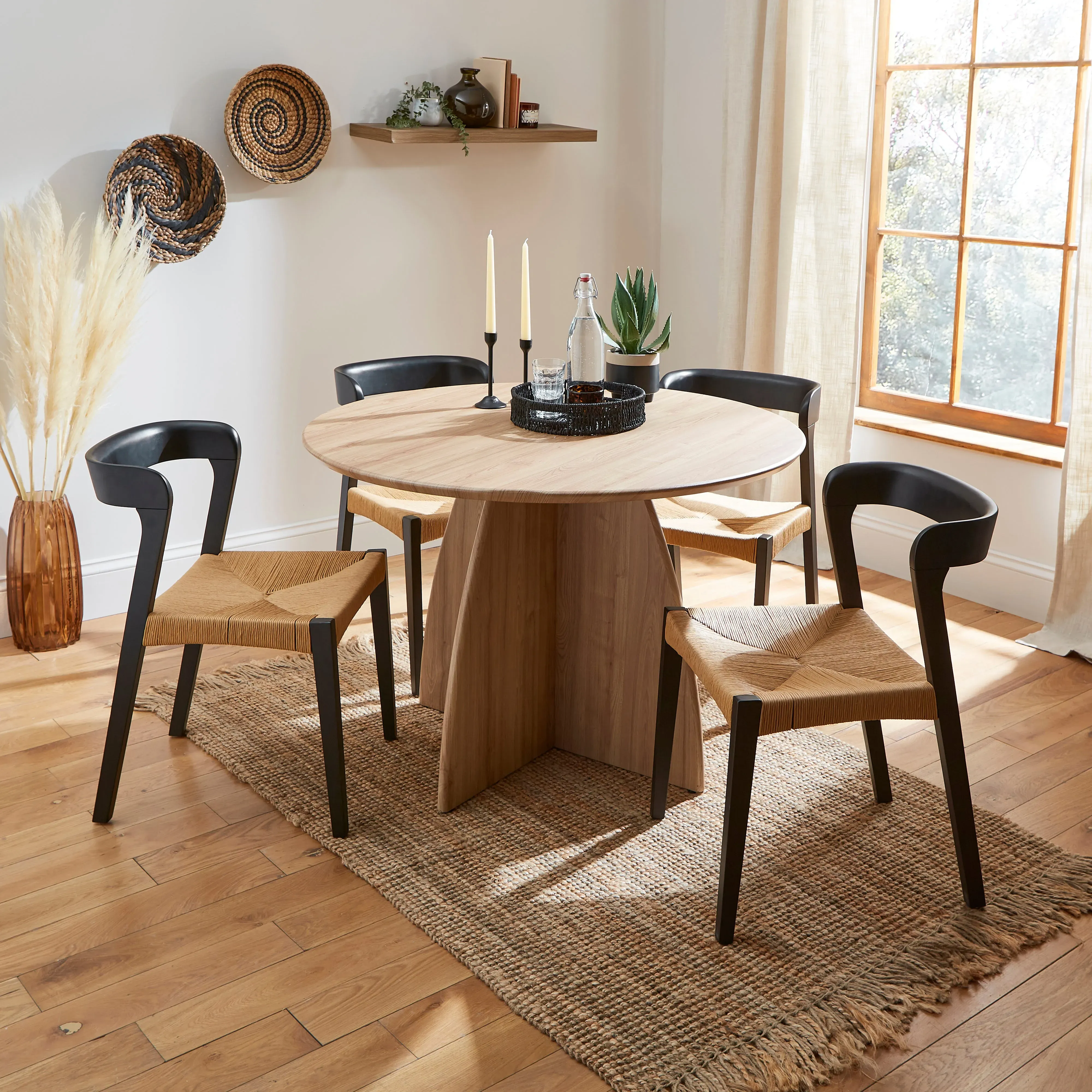 effy-4-seater-round-dining-table-wood-effect-brown image