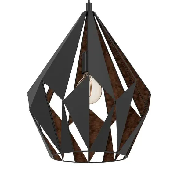 Carlton Art Deco Geometric Pendant Light - Black, Steel alternate view