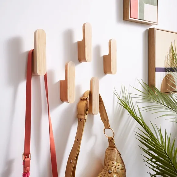 Adam Wooden Block Wall Hanging Hooks - Wood Brown product