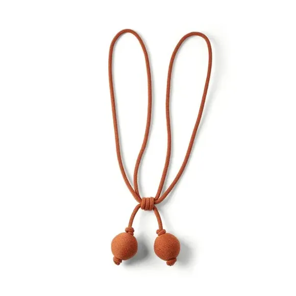Ball Curtain Tieback with Rope Detail - Orange alternate view