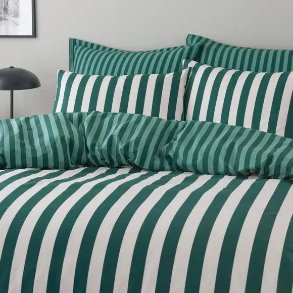 Duvet Cover Set with Pillowcase - Green, Cotton alternate view