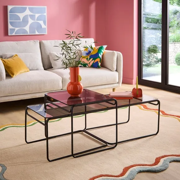 Ferguson Nest of Coffee Tables - Black, Glass product