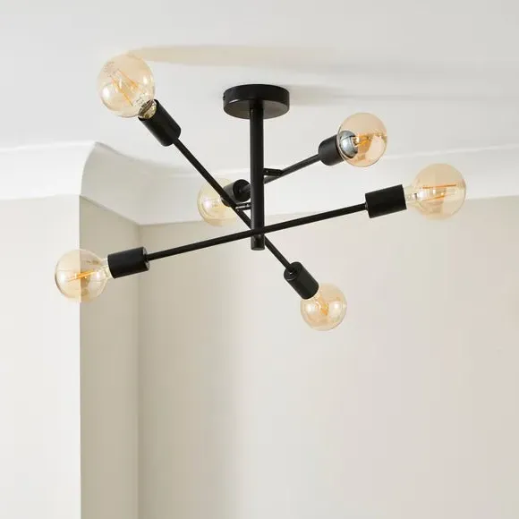 Koppla 6-Light Semi Flush Ceiling Light - Black alternate view