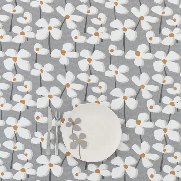 Lena Floral Oil Cloth Fabric - Grey, PVC alternate view