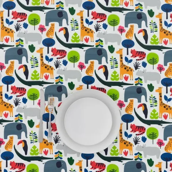 Scandi Jungle PVC Fabric by the Metre - Multicolor alternate view