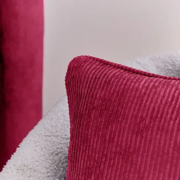 Square Cushion with Removable Cover - Magenta, Cord alternate view