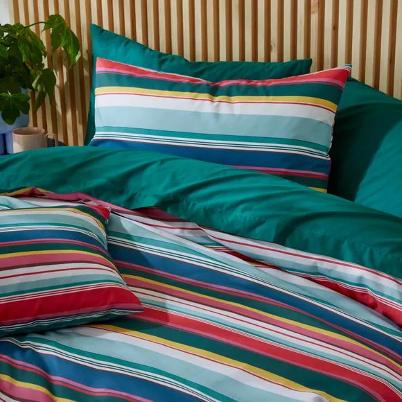 Riley Stripe Duvet Cover & Pillowcase Set - Multicolor, Cotton alternate view