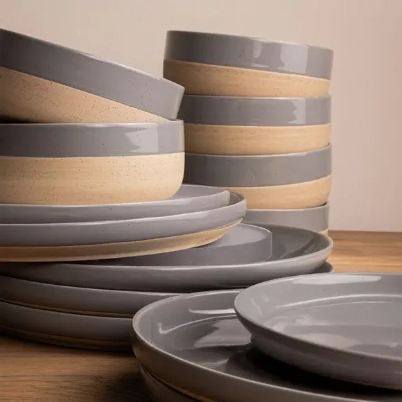Earthy 18-Piece Dinner Set - Grey alternate view