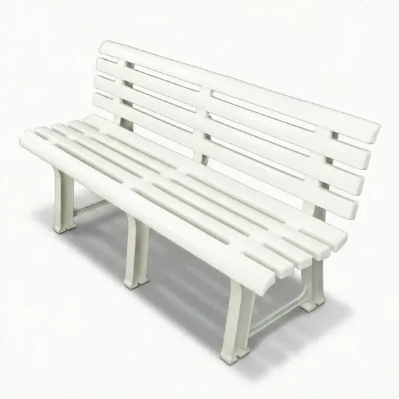 3-Seater Outdoor Bench - White, Polypropylene alternate view