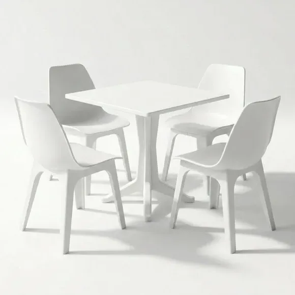 4-Seater Dining Set with Contoured Chairs - White alternate view