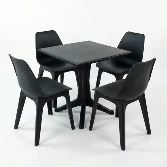 4-Seater Dining Set with Eolo Chairs - Dark Grey alternate view