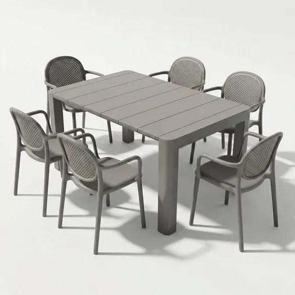 6-Seater Dining Set with Armchairs - Grey alternate view