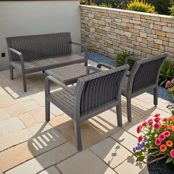 Freya 4-Piece Lounge Set - Nickel Grey, Polypropylene product