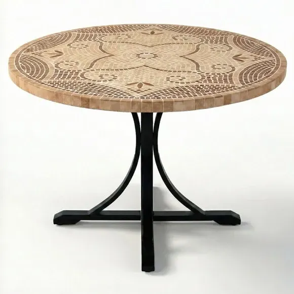 Round Dining Table with Mosaic - Natural, Stone alternate view