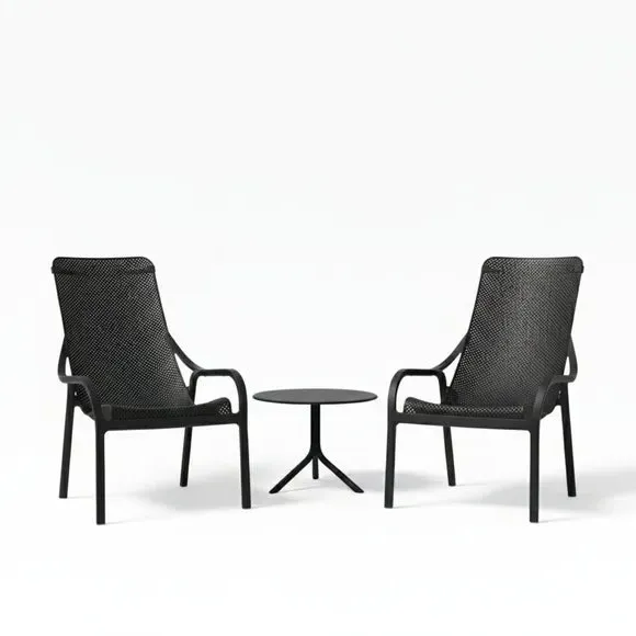 Round Table with 2 Lounge Chairs - Anthracite alternate view