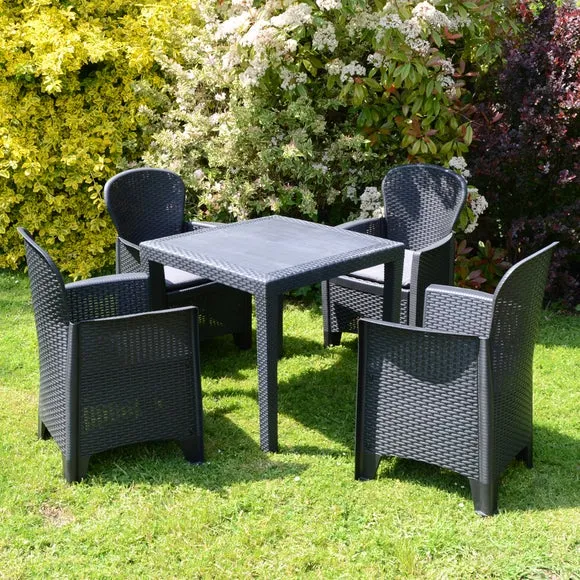 Salerno & Sicily 4-Seater Outdoor Dining Set - Dark Grey product