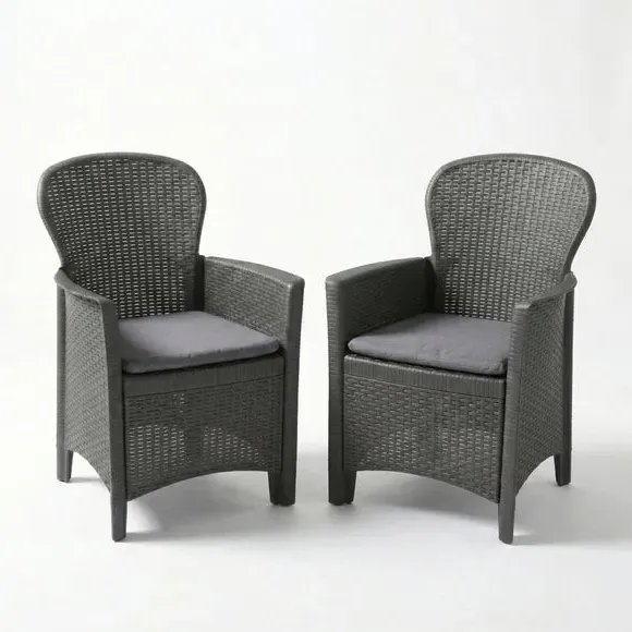 Set of 2 Chairs with Seat Pads - Grey, Polypropylene alternate view