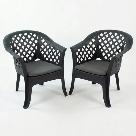 Set of 2 Stackable Chairs - Anthracite, Plastic alternate view