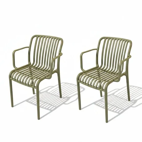 Modura Alma Set of 2 Stackable Chairs - Avocado Green, Polypropylene alternate view