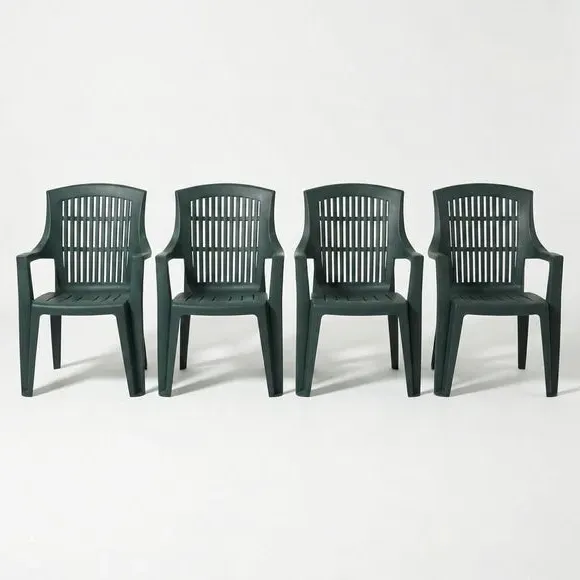 Set of 4 Stackable Chairs - Dark Green alternate view