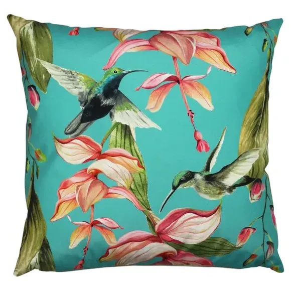 Evans Lichfield Hummingbirds Square Outdoor Cushion - Blue alternate view