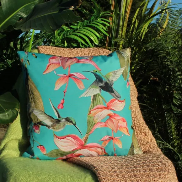 Evans Lichfield Hummingbirds Square Outdoor Cushion - Blue product
