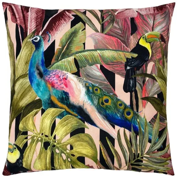 Evans Lichfield Toucan & Peacock Outdoor Cushion - Multicolor, Polyester alternate view