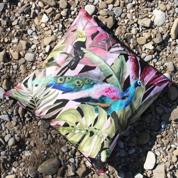 Evans Lichfield Toucan & Peacock Outdoor Cushion - Multicolor, Polyester product