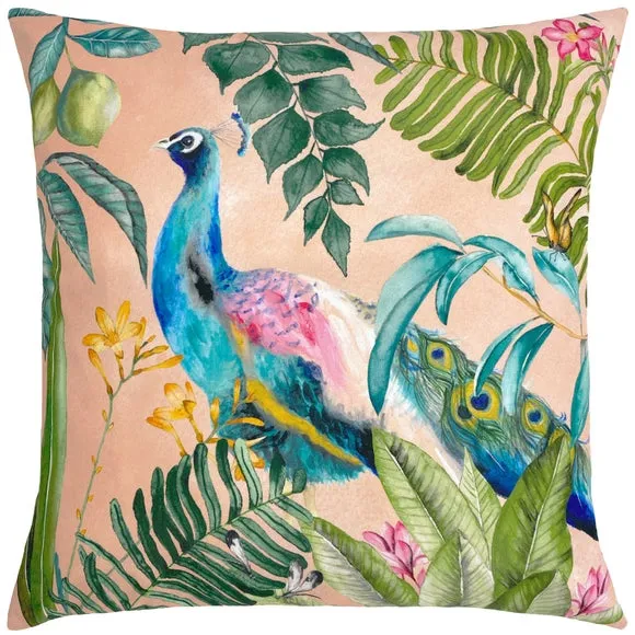 Peacock Outdoor Cushion - Blush alternate view