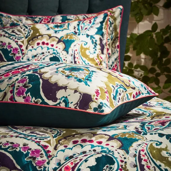 Aretha Paisley Duvet Cover & Pillowcase Set - Teal, Cotton Sateen alternate view