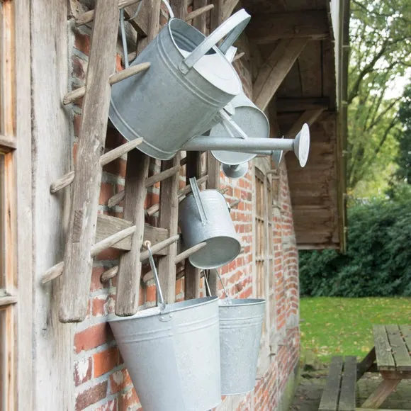 Weathered Bucket with Handle - Grey, Zinc alternate view